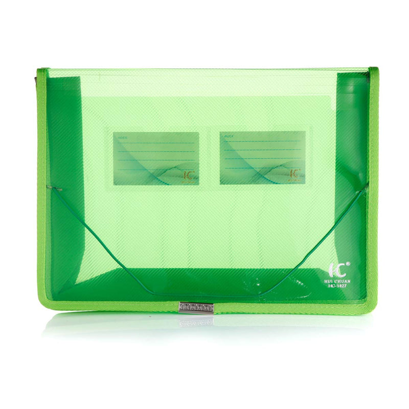 [Australia - AusPower] - A4 Plastic Wallet File Folders, Expandable Poly Envelope File Wallet Document Folder with Elastic Cord Closure and Card Slot, Waterproof Office Home School File Organization (Green, 5 Pack) Green (5 Pack) 