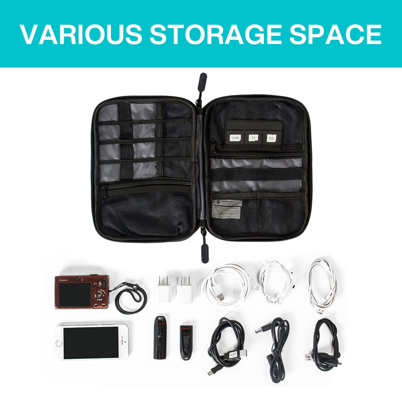 [Australia - AusPower] - BAGSMART Electronic Organizer Small Travel Cable Organizer Bag for Hard Drives,Cables,USB, SD Card,Black Black 