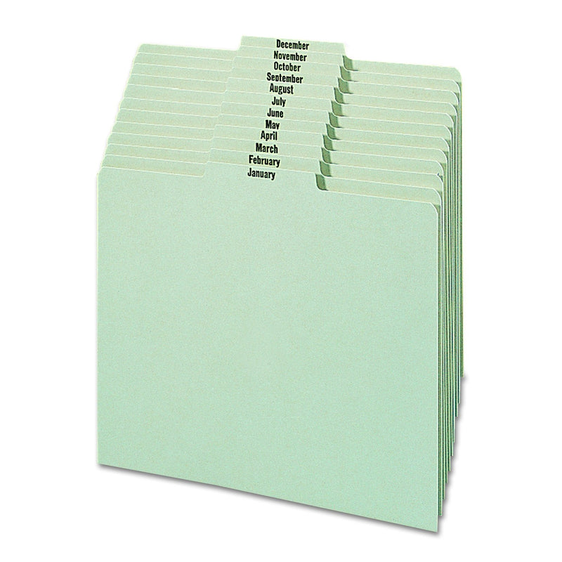 [Australia - AusPower] - Smead 100 % Recycled Pressboard File Guides, 1/3-Cut Tab Center Position (Jan-Dec), Letter Size, Gray/Green, Set of 12 (50365) Monthly 