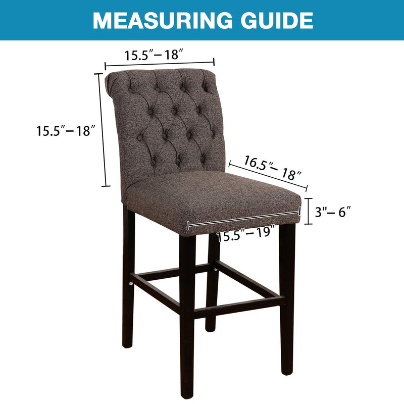 [Australia - AusPower] - High Stretch Bar Stool Cover Pub Counter Stool Chair Slipcover for Dining Room Cafe Furniture Chair Seat Cover Stretch Protectors Non Slip with Elastic Bottom Set of 2, Gray Grey 