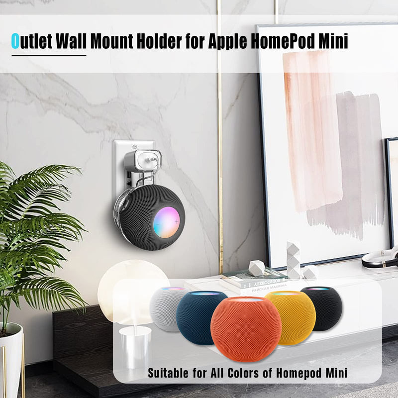 [Australia - AusPower] - HeyMoonTong Transparent Outlet Wall Mount Holder Stand Fits for Apple HomePod Mini, A Space-Saving Accessory for HomePod Mini Smart Home Speakers with Cord Management, Hide Messy Wires 