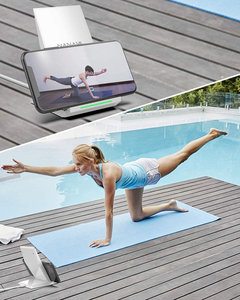 [Australia - AusPower] - NANAMI Fast Wireless Charger - Qi Certified Charging Stand 7.5W Compatible iPhone 13/12/SE 2020/11/XS Max/XR/X/8, 10W for Samsung Galaxy S21 S20+ S10 S9 S8 Note 20 Ultra/10/9/8 and Qi-Enabled Phones Elegant White 