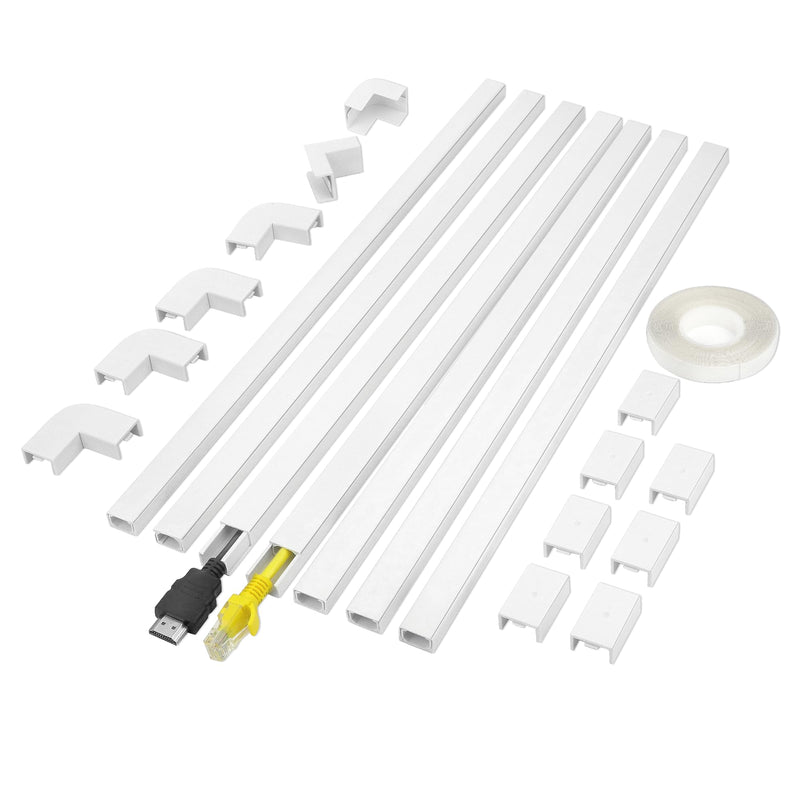 [Australia - AusPower] - Small Cable Concealer - One Cord Channel Cable Management System - Compact Cord Cover for Home and Office Wall, 8-Pack 125 inch, White Small 