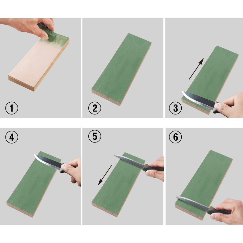 [Australia - AusPower] - SHARPAL 204N Leather Strop (Genuine Cowhide) 8" x 3" Kit with 2 Oz. Polishing Compound & Angle Guide, Knife Stropping Block for Sharpening & Honing Knives, Straight Razor, Woodcarving Chisels 