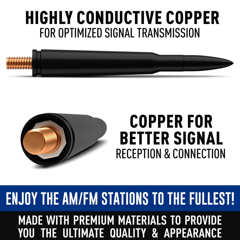 [Australia - AusPower] - Bullet Antenna Mast for Jeep Wrangler JK JL Gladiator 2007-2022 - Highly Durable Premium Truck Antenna - Car Wash-Proof Radio Antenna for FM AM - Best Jeep Wrangler Accessories for Men & Women 