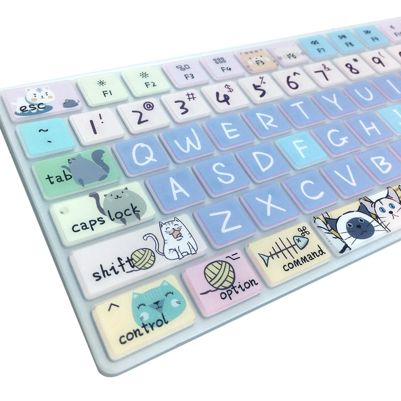 [Australia - AusPower] - WSLUCKO Silicone Keyboard Cover Skin for 2017/2018 Apple iMac Wireless Magic Keyboard with Numeric Keypad (Model:MQ052LL/A A1843), US Layout, Cute Cat 