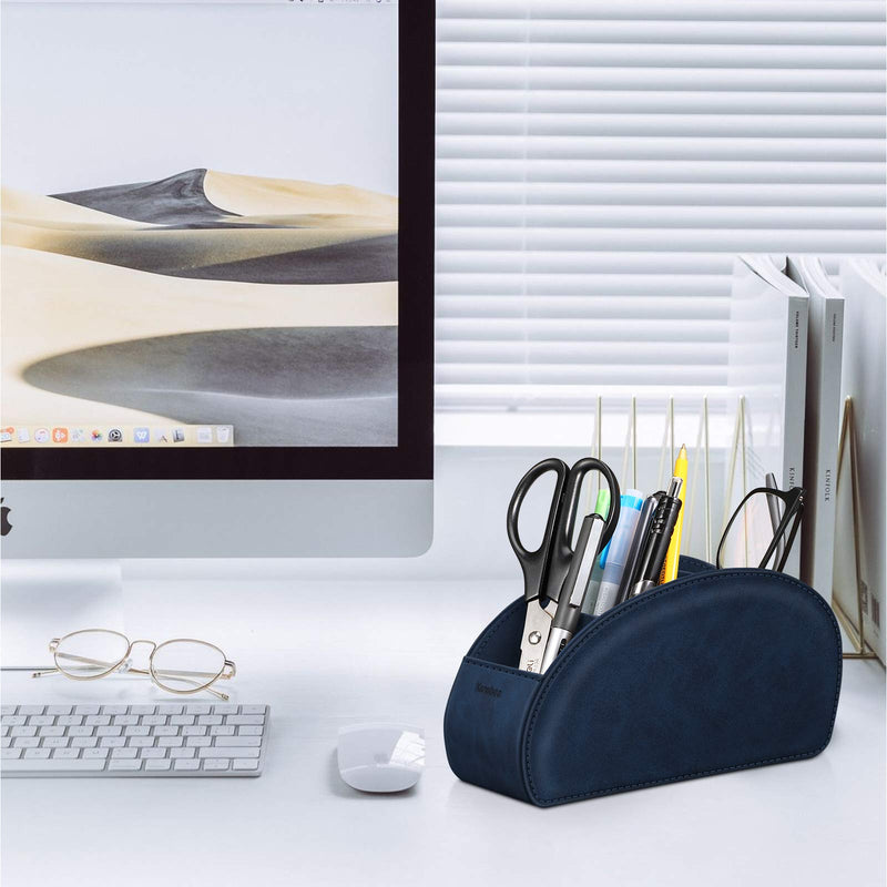 [Australia - AusPower] - Remote Control Holder with 5 Compartments, KENOBEE Anti-slip Desktop Caddy Storage Organizer for Remote Controllers, Office Supplies, Makeup Brush, Media Accessories, Blue Z-Blue 