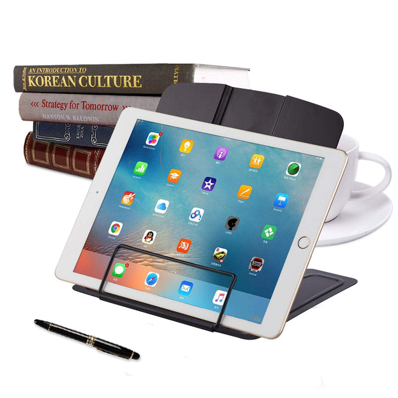 [Australia - AusPower] - MSDADA Desk Book Stand Metal Reading Rest Book Holder Adjustable Cookbook Documents Holder Portable Sturdy Bookstands for Recipes Textbooks Tablet Music Books with Page Clips (Black) Black 