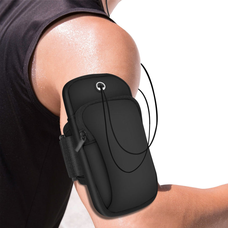 [Australia - AusPower] - LEAPTECH 4344269970 Sports Armband, Multifunctional Pockets Exercise Workout Running Waterproof Arm Bag with Earphone Hole for iPhone Xs Max/XR/XS/8/Plus/7 6S/Samsung Galaxy Note 9/S9/Plus (Black) 