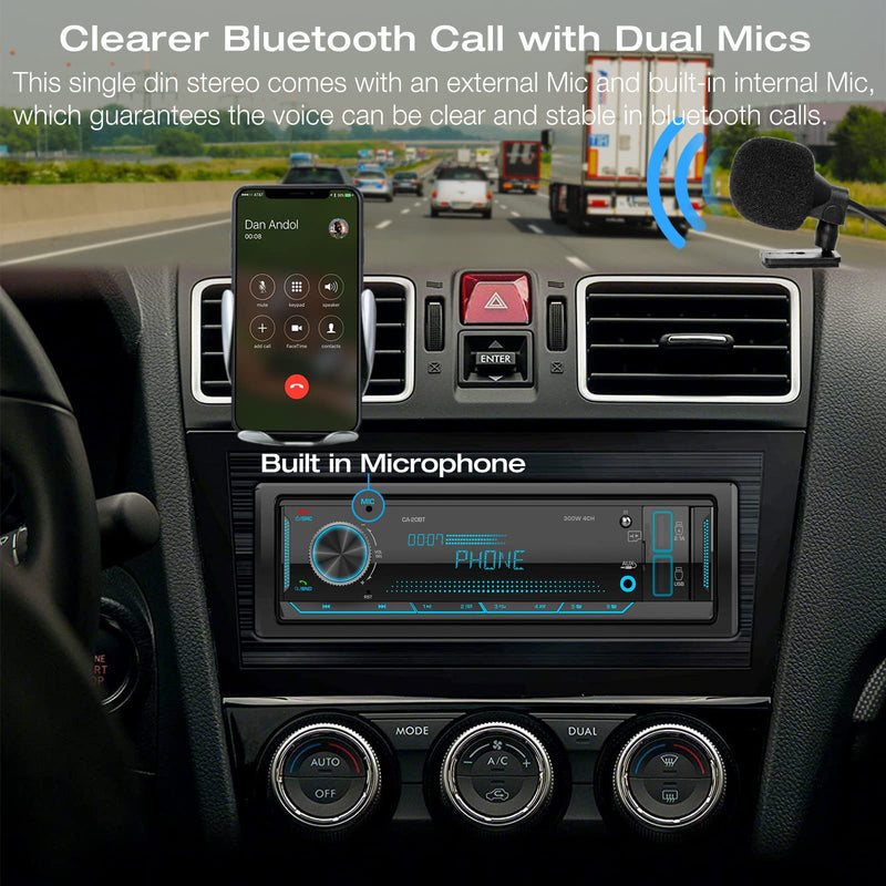 [Australia - AusPower] - Single Din Stereo Marine Radio: Bluetooth Car Audio Receivers with Digital LCD Display | FM AM Car Radio | USB/SD/AUX/MP3 Player | 2.1A Quick Charge | APP Remote 