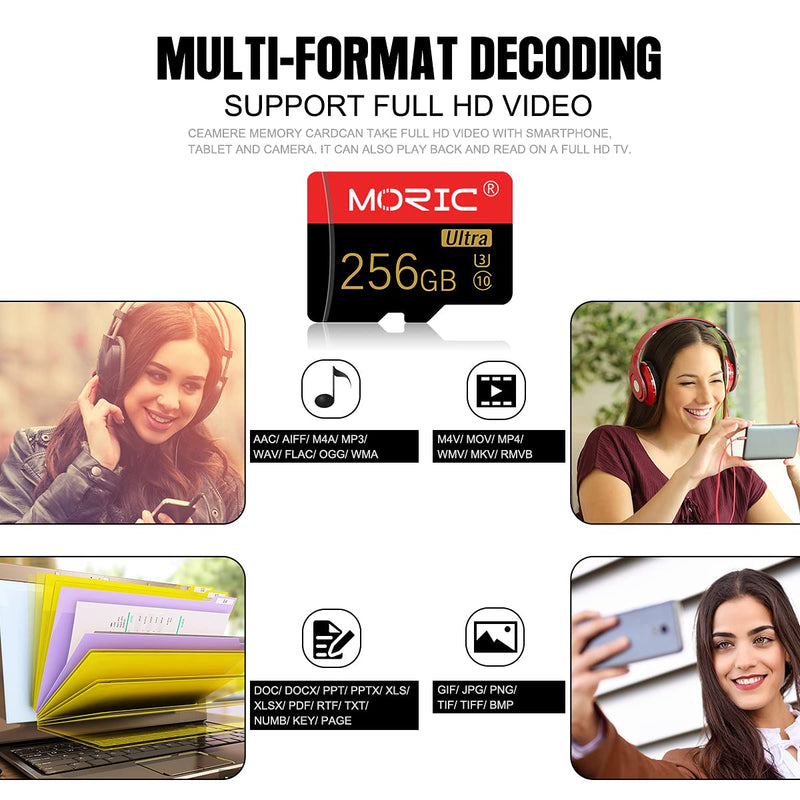 [Australia - AusPower] - 256GB Micro SD Card Ultra MicroSDXC Memory Card with Adapter with UP to 80MB/S, FHD 