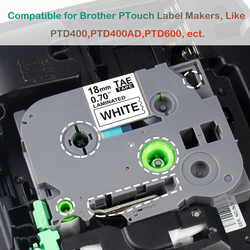 [Australia - AusPower] - 5PK PTD400 Refills PTouch 18mm 0.7 Colored Tape Compatible for Brother P Touch 3/4 Inch Label Tape TZe-241 441 541 641 741 for Ptouch D400 D600 1880 Label Maker 5 