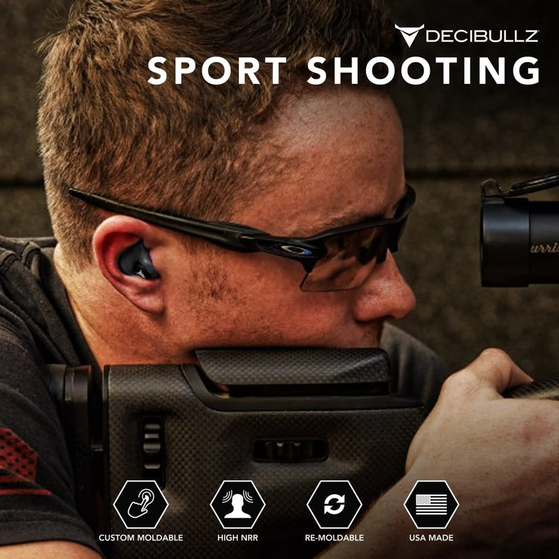 [Australia - AusPower] - Decibullz - Custom Molded Earplugs, 31dB Highest NRR, Comfortable Hearing Protection for Shooting, Travel, Work and Concerts Black 