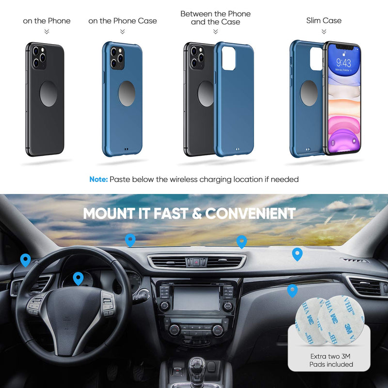 [Australia - AusPower] - ORIbox Car Phone Mount, Magnetic Phone car Holder, 360° Rotation Car Phone Holder, Compatible with iPhone 12/11 Pro Max XS Max XR X 8 7 6S Plus SE 2020 12 Mini,Samsung Galaxy Carbon black 