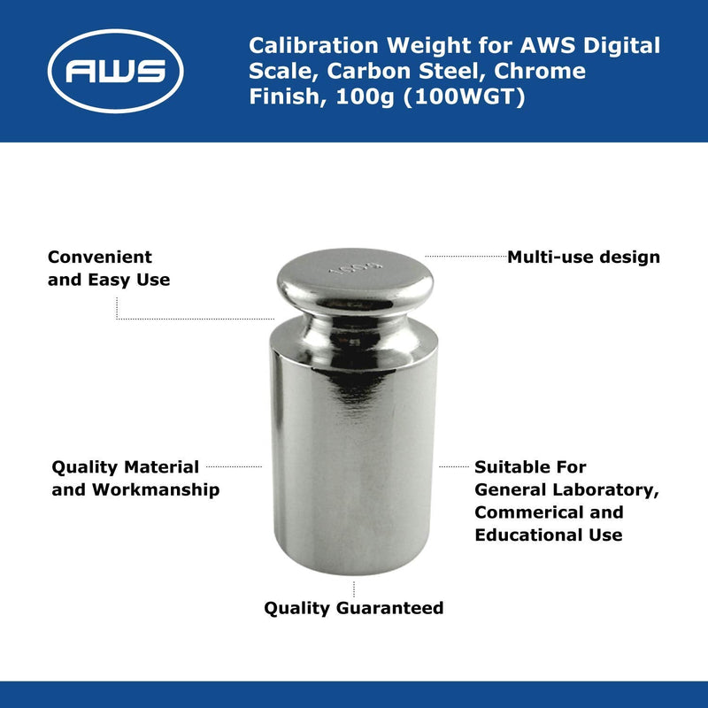 [Australia - AusPower] - American Weigh Scales Calibration Weight for AWS Digital Scale, Carbon Steel, Chrome Finish, 100g (100WGT) 