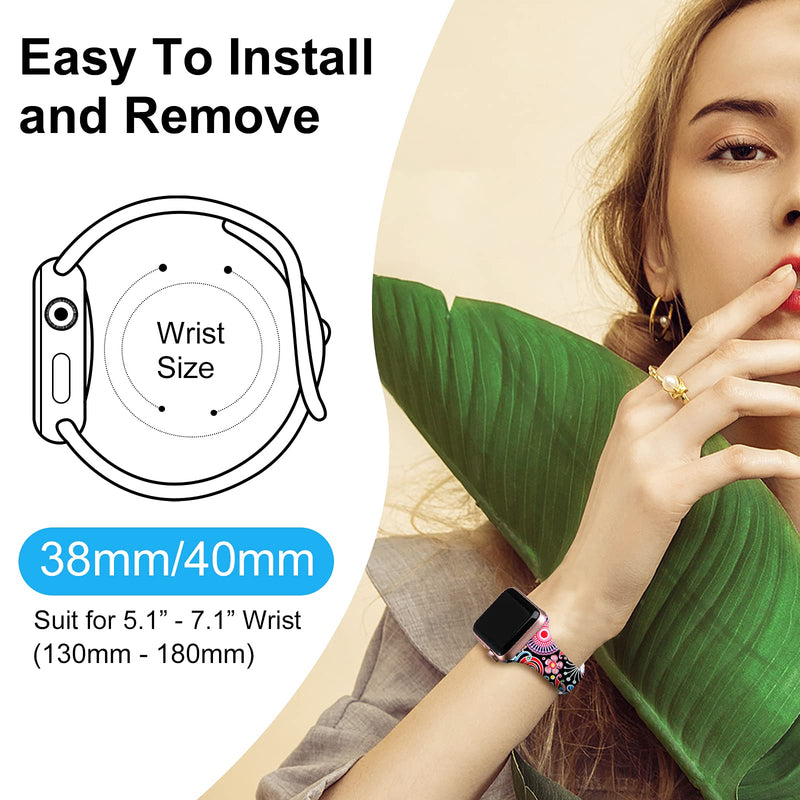 [Australia - AusPower] - Witzon Slim Bands Compatible with Apple Watch Band SE 40mm 38mm 41mm for Women, Fadeless Floral Printed Thin Silicone Sport Replacement Wristband for iWatch Series 7 6 5 4 3 2 1 Smart Watch, Jellyfish 
