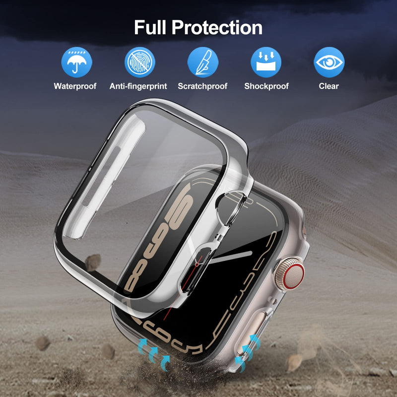 [Australia - AusPower] - KIMILAR 5-Pack Tempered Glass Screen Protector Case Compatible with Apple Watch Series 7 41mm, Touch-Sensitive Ultra-Thin Hard PC Full Cover Bumper Compatible with iWatch 41mm Black/Black/Black/Transparent/Transparent 