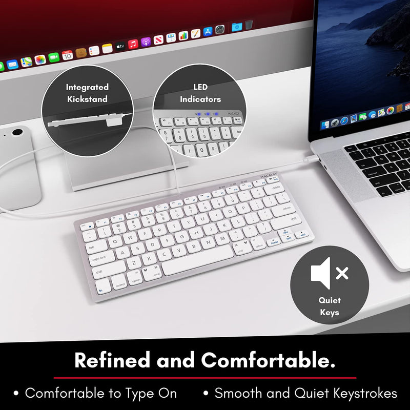 [Australia - AusPower] - Macally Small USB C Keyboard - Plug & Play Compatible Apple Wired Keyboard for Mac Mini, MacBook Pro/Air, iMac, Windows, iPad, Chromebook with USB C Port - Compact & Mini USB Type C Keyboard 