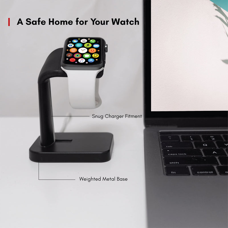 [Australia - AusPower] - Macally Apple Watch Charger Stand for Series 7/6 / 5/4 / 3/2 / 1 / SE (44mm, 42mm, 40mm, 38mm) - Minimalistic iWatch Apple Watch Stand Dock - The Perfect Apple Watch Charging Station - Black 
