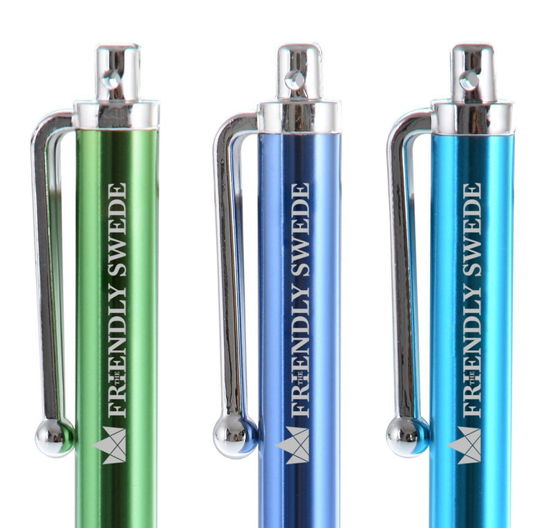 [Australia - AusPower] - Capacitive Touch Screen Stylus Pens 4.5", 6-Pack - Including 2 x 15 Lanyards and Screen Cleaning Cloth by The Friendly Swede (Black, Gold, Silver, Blue, Sea Blue, Green) Black, Gold, Silver, Blue, Sea Blue, Green 