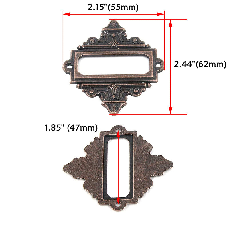 [Australia - AusPower] - Antrader Antique Style Lace-up Business Card Fame Zinc Alloy Card Slot Label Card Frame Office Library File Drawer Holder, Copper Tone, Pack of 12 
