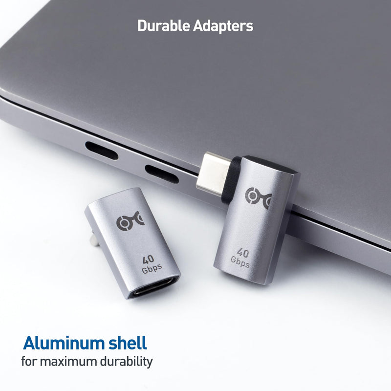 [Australia - AusPower] - Cable Matters Combo-Pack 40Gbps Right Angle USB-C Adapter Kit with 240W PD (90 Degree USB C Adapter) in Black - Thunderbolt 4, USB4, and Thunderbolt 3 Port Compatible 