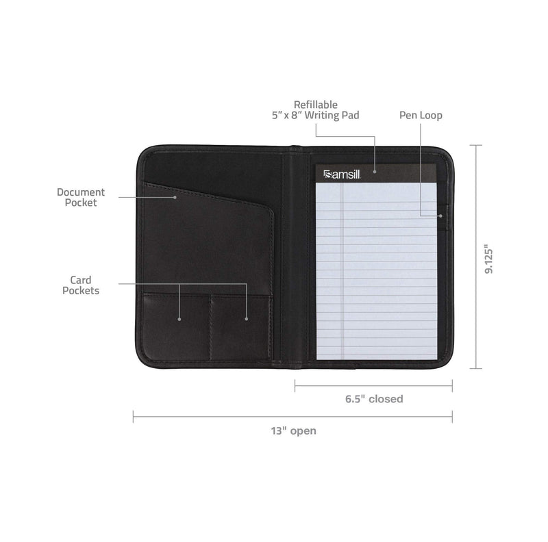 [Australia - AusPower] - Samsill 70811 Professional Junior Padfolio/Business Portfolio, Black, 8.5" x 11" 