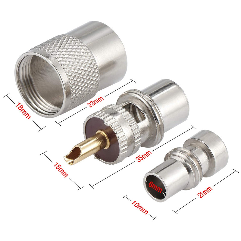 [Australia - AusPower] - ESUMIC 20Pcs PL259 Soler Coaxial Coax Connectors, Male-Plug Crimp Coax Connector Adapter with Reducer for RG8X Coaxial Cable 
