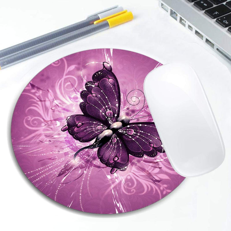 [Australia - AusPower] - Butterfly Mouse Pad Round Non-Slip Rubber Mousepad Laptop Office Computer Decor Cute Desk Accessories Customized Design Mouse Pad Butterfly 