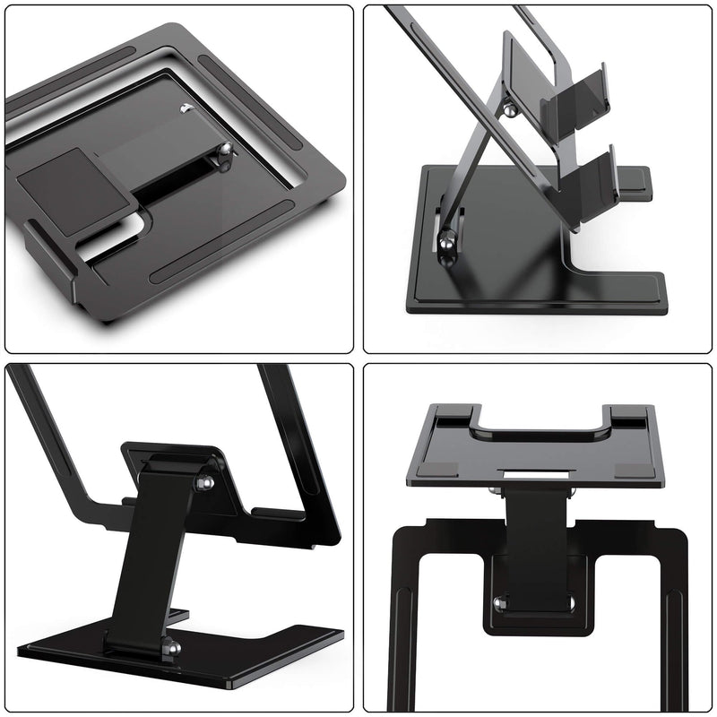 [Australia - AusPower] - TBITD Tablet Stand for Desk - Foldable Holder for iPad Pro, Air, Mini - Adjustable Viewing Angles & Heights - Compact, Lightweight Design for Travel Use - Compatible with 7-12.9 Inch Tablet PCs Black 