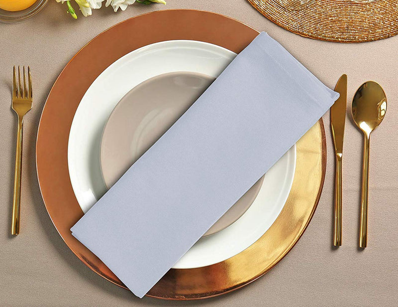[Australia - AusPower] - Surmente 17-Inch Polyester Cloth Napkins Linen Dinner Napkins - Set of 12 for Weddings, Banquets, or Restaurants (1-Dozen) (Silver) Silver 