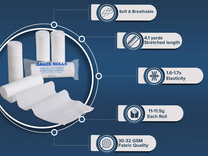 [Australia - AusPower] - Gauze Rolls Pack of 24 – Premium Quality Lint and Latex-Free 4 inches x 4.1 Yards Conforming Stretch Bandages Designed for Effective Wound Care & Comfort - Ideal for use as a Mummy wrap 1 