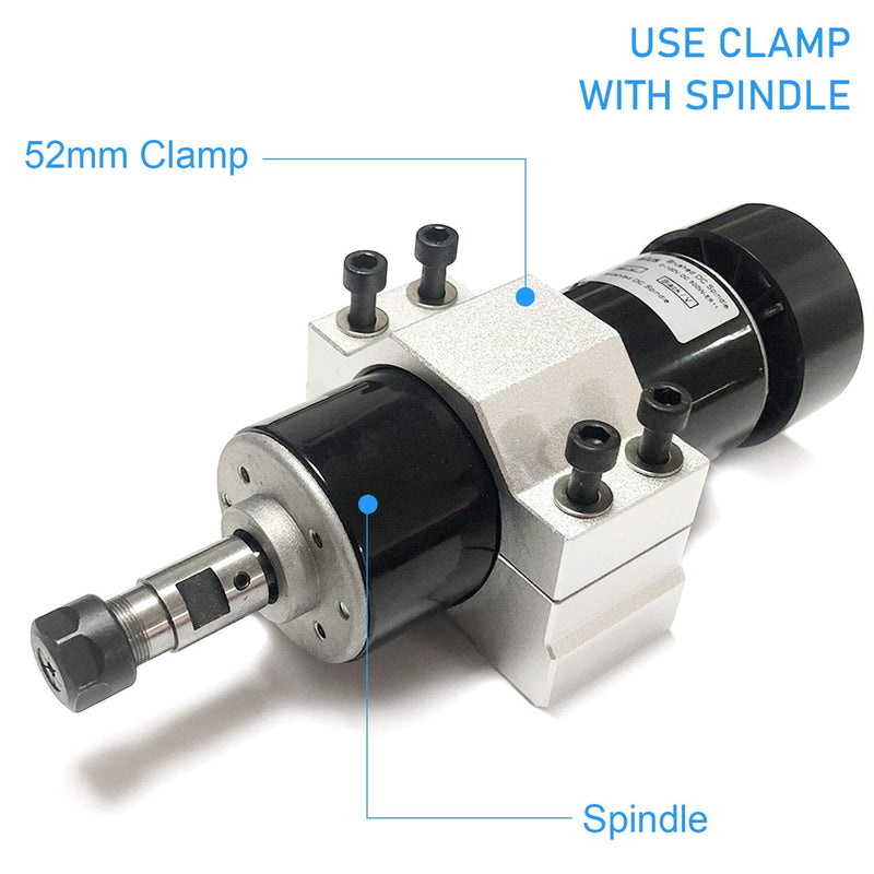 [Australia - AusPower] - Aluminum CNC Spindle Motor Mount Bracket Clamp with Screws 52mm Diameter, Silver Spindle Mount Bracket 