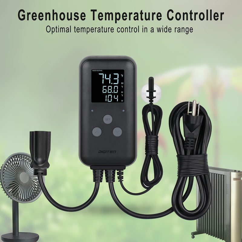[Australia - AusPower] - DIGITEN Heat Mat Thermostat Waterproof Temperature Controller DTC315 Greenhouse Thermostat Aquarium Temperature Controller Plug in Thermostat for Seedlings 15A Reptiles Temperature Controller Outlet 15A Waterproof Temperature Controller 