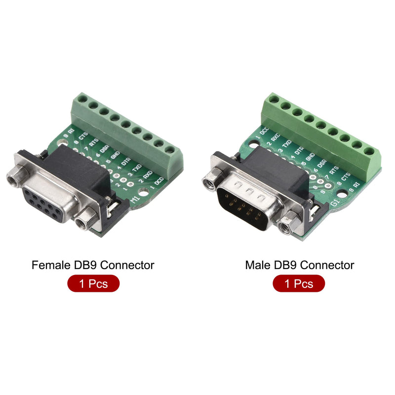 [Australia - AusPower] - MECCANIXITY DB9 RS232 Serial D SUB Male Connector and DB9 D-SUB Female Adapter Plate RS232 to 9 Position Terminal Board 