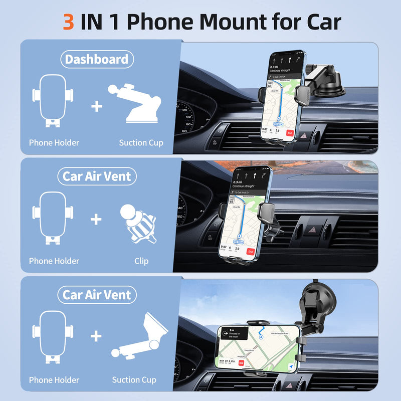 [Australia - AusPower] - Phone Holder for Car Dashboard Mount, 1Zero Stable Suction Cup Car Phone Holder Mount, Universal Windshield Air Vent Car Cell Phone Holder for iPhone 13 12 Pro Max 11 X Max XR Samsung LG All Phones 