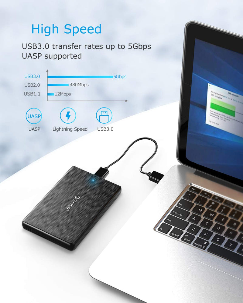 [Australia - AusPower] - ORICO USB3.0 to SATA III 2.5" External Hard Drive Enclosure for 7mm and 9.5mm 2.5 Inch SATA HDD/SSD Tool Free [UASP Supported] Black(2189U3) USB 3.0 