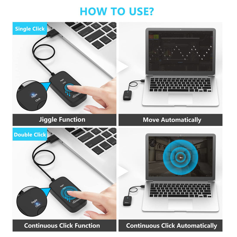 [Australia - AusPower] - Cloudeck Mouse Jiggler Undetectable, Computer USB Mouse Mover, Gaming Automatic Continuous Clicker, Mouse Assistive Click Device, Plug & Play, Simulate Mouse Pointer Movement to Prevent PC Going Sleep 