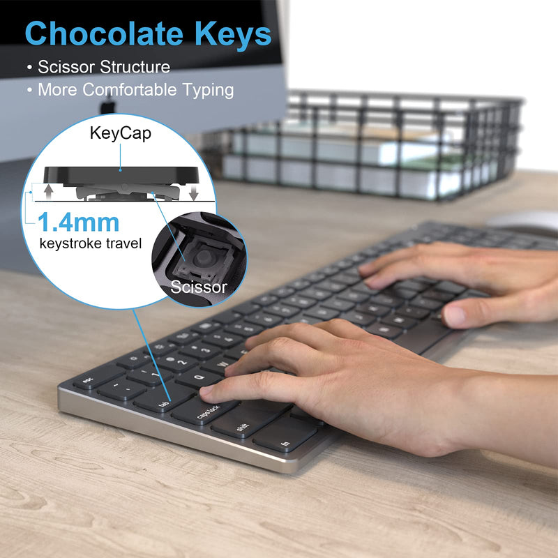 [Australia - AusPower] - Wired Keyboard for Apple Mac OS Computer/Laptop, Aluminum Alloy Housing,150CM Cable Connection, Plug-N-Play USB Keyboard with Numeric Keypad Available to iMac/Mac Mini or MacBook Pro/Air-Black 