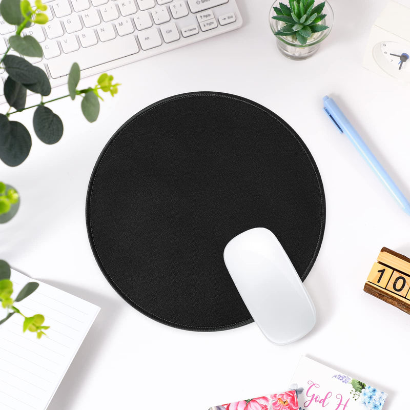 [Australia - AusPower] - Round Mouse Pad 3 Pack Small Circle Mousepad 8.7 x 8.7 Inch Non-Slip Mat Stitched Circular Mouse Pad Rubber Mouse Pad for Women Men Office Computer Home Laptop(Black) Black 