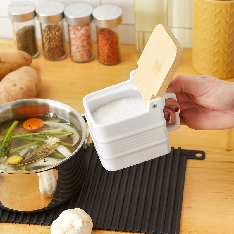 [Australia - AusPower] - RSVP International White Stoneware Kitchen Collection, Salt Box, 4.5x3.25x3.5" 