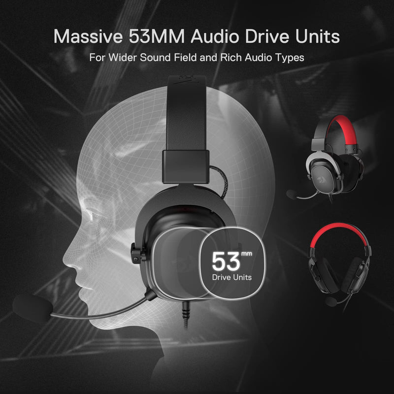 [Australia - AusPower] - Redragon H510 Zeus-X RGB Wired Gaming Headset - 7.1 Surround Sound - 53MM Audio Drivers in Memory Foam Ear Pads w/Durable Fabric Cover- Multi Platforms Headphone - USB Powered for PC/PS4/NS Black-RGB 