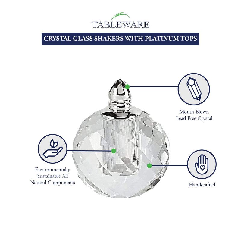 [Australia - AusPower] - Badash Crystal Salt and Pepper Shaker Set - 2.5" Tall Zendra Hand-Cut Optical Crystal Glass Shakers with Platinum Tops - Set a Beautiful Table 