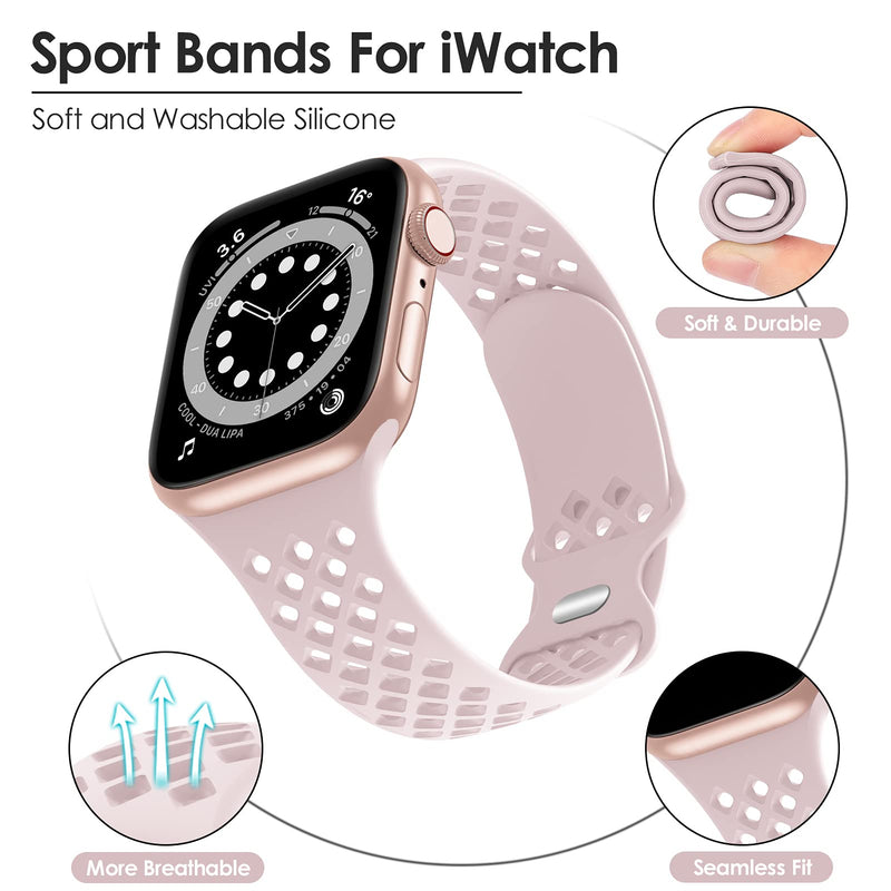 [Australia - AusPower] - Luxury Wristband Compatible with Apple Watch Bands 38mm 40mm 41mm for Women Men-Soft Silicone Waterproof Sport Replacement Smart Watch Strap with Breathable Holes for iWatch SE Series 7 6 5 4 3 2 1 0 