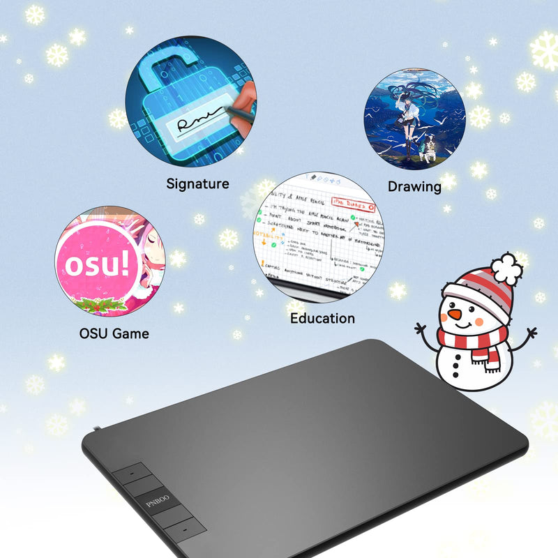 [Australia - AusPower] - PNBOO PN640 Drawing Tablet, 8192 Professional Levels Pressure, Support Chromebook Linux Android Windows Mac, with Battery-Free Stylus, 4 Hot Keys, 6x4 Inches Active Area Small 