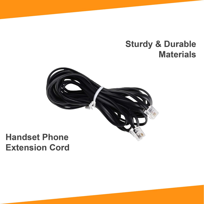 [Australia - AusPower] - Telephone Cords for Landline Phones - Phone Cords for Landline Phones to Wall Jack - Superb Sound Quality + Sturdy Materials - Black - Phone Cord for Any Device w/a Phone Jack (25ft Phone Cord) 