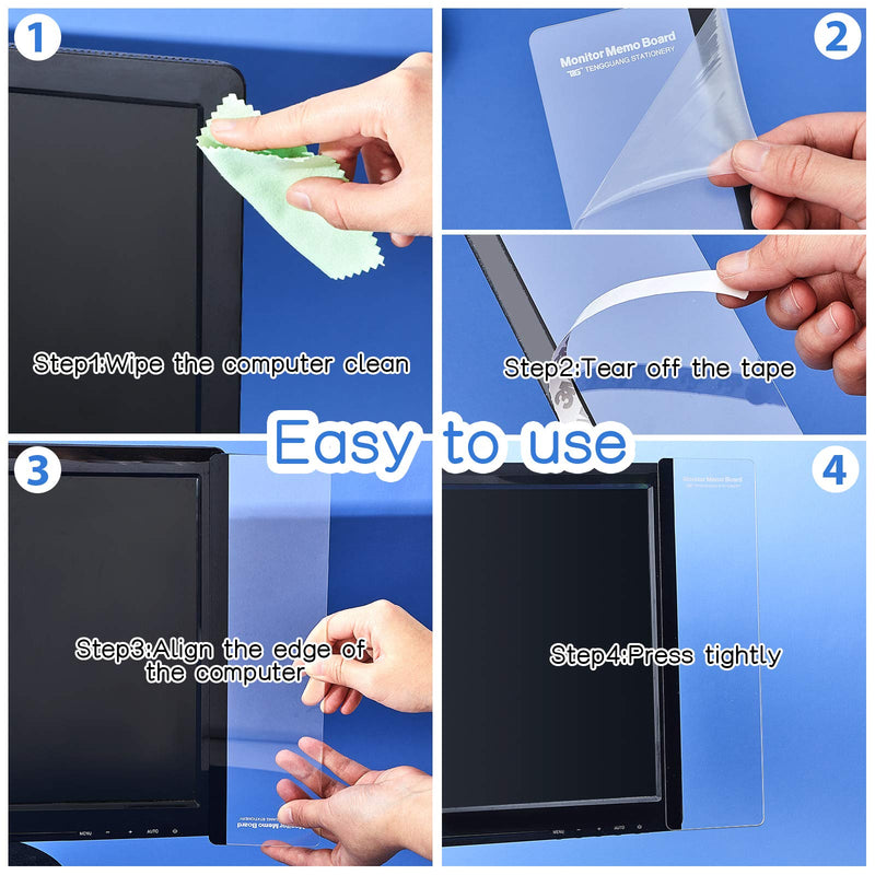 [Australia - AusPower] - Computer Monitor Message Board Screen Memo Board Monitor Memo Board Top Mount Monitor Sticky Note Holder Message Memo Panel for Monitors Screen Cabinets, Left and Right (4 Pieces) 