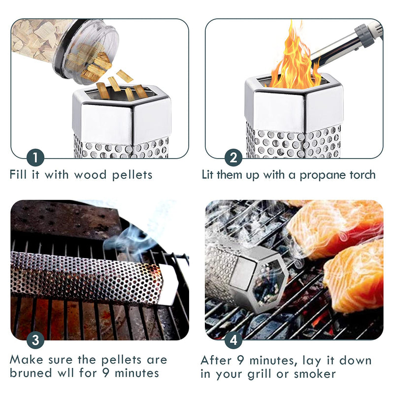 [Australia - AusPower] - Smoke Tube - 12'' Smoke Tube for Pellet Grill 5 Hours of Billowing Smoke, Stainless Steel Pellet Smoker Tube for All Grill or Smoker, Hot or Cold Smoking 