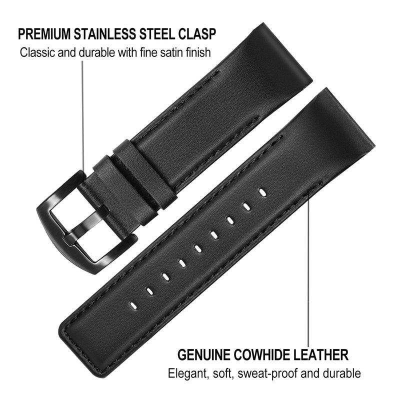 [Australia - AusPower] - TRUMiRR Band for Fenix 7S / 6S / 5S Smart Watch, 20mm Quick Release Easy Fit Watchband Genuine Cowhide Leather Strap for Garmin Fenix 6S Pro Solar Sapphire / 5S Plux / D2 Delta S/Descent Mk2S Black 
