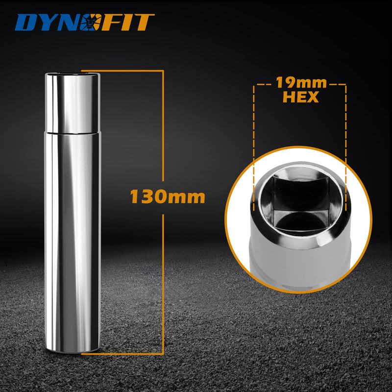 [Australia - AusPower] - Dynofit Solid Spiked Lug Nuts Key with 19mm Hex, Universal Spike Lugnuts Socket Key Replacement Tool for 14x1.5, 14x2.0, 9/16-18, 1/2-20, 12x1.25 One-Piece Spiked Lug Nut for Hex Style Spike Nuts 